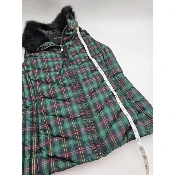 Talbots Women's Size S Tartan Plaid Puffer Vest w/Detachable Fur Collar - Picture 6 of 8